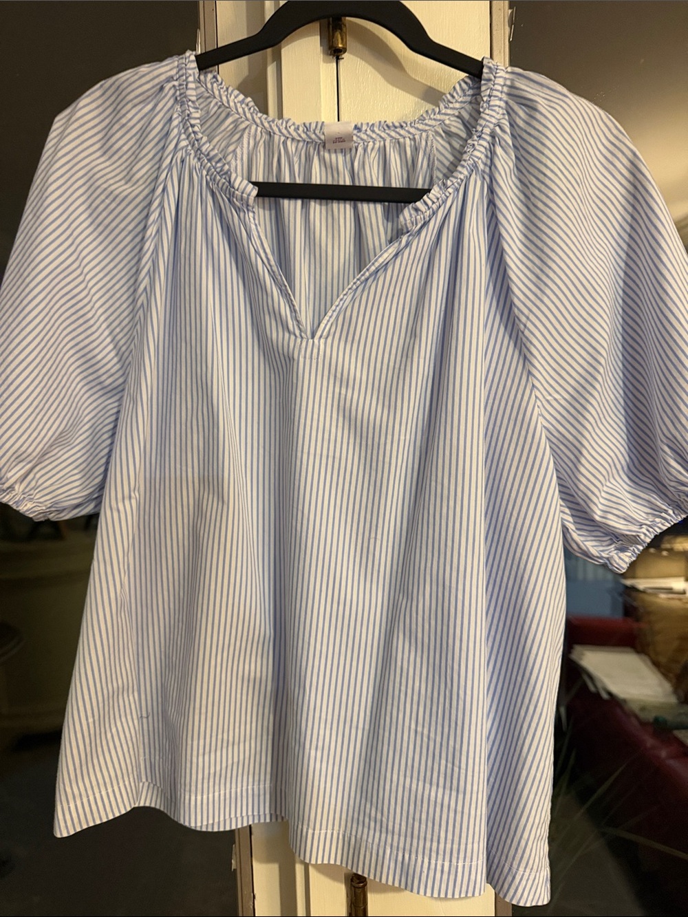 Old Navy Blue and White Striped Peasant Tunic
